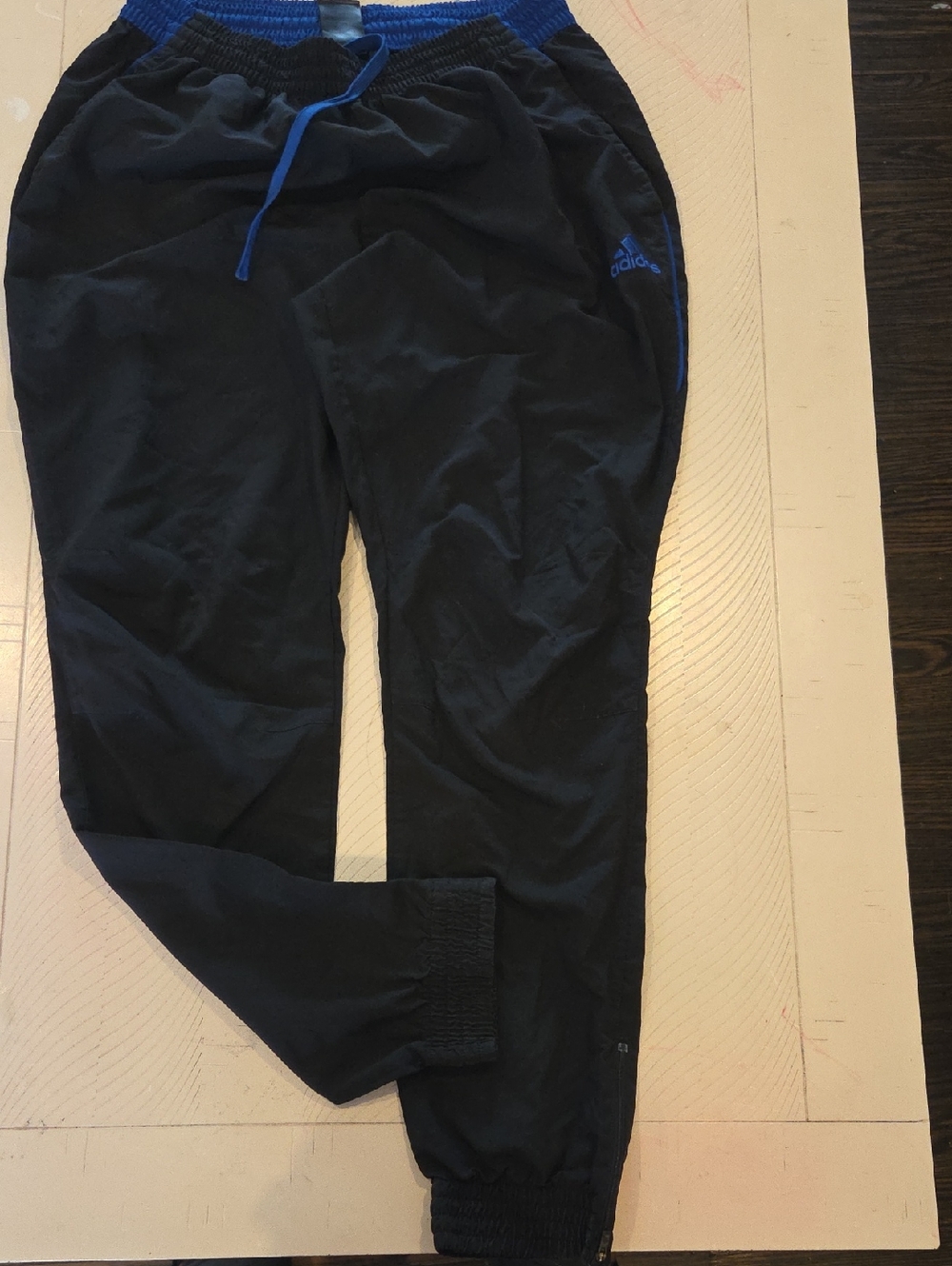 adidas Black Track Pants with Blue Trim